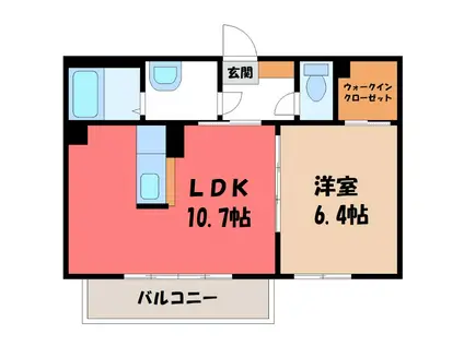 クローバーヒルズ(1LDK/1階)の間取り写真