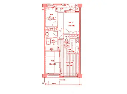 横浜永田台パークホームズガーデンヒル(2SLDK/3階)の間取り写真