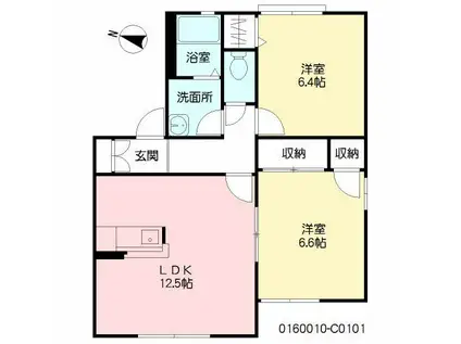 コートヴェール南片江I C(2LDK/1階)の間取り写真
