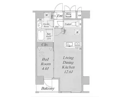 ルジェンテ・リベル日本橋濱町(1LDK/5階)の間取り写真