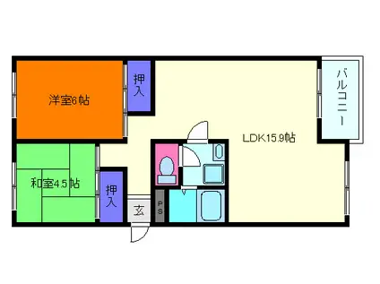 芦屋浜高層1号棟(2LDK/8階)の間取り写真