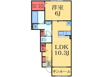 パラディーゾ I(1LDK/1階)の間取り写真