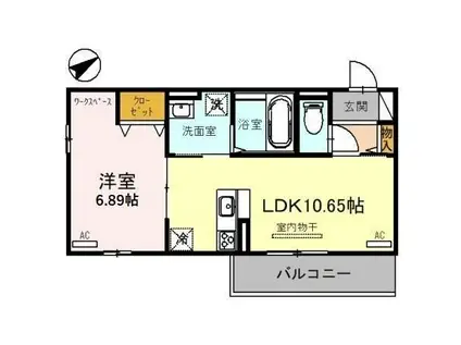 ウエスト PATHII(1LDK/2階)の間取り写真