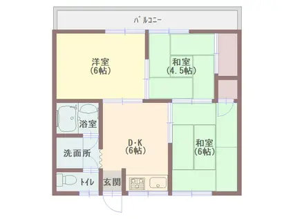 サニーハイツ(3DK/2階)の間取り写真
