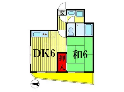 サザンコート(1DK/3階)の間取り写真