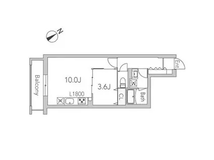 GRANDUO世田谷16(1K/2階)の間取り写真