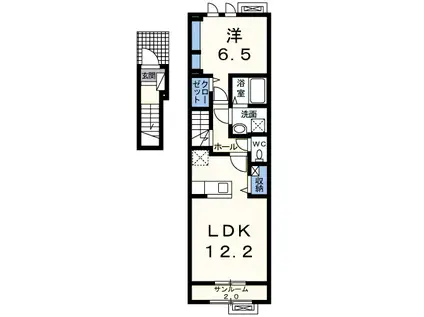 バンヴェール (1LDK/2階)の間取り写真