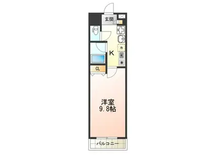 プロシード長居公園通(1K/8階)の間取り写真