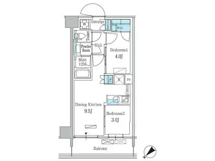 パークアクシス品川南大井パークフロント(2DK/6階)の間取り写真