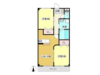 コートTAKA(2LDK/2階)の間取り写真