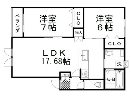 プリマ白金A(2LDK/1階)の間取り写真