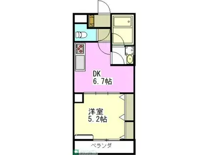 WINDOMII(1DK/2階)の間取り写真