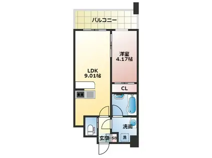 プレジオ緑地公園(1LDK/8階)の間取り写真