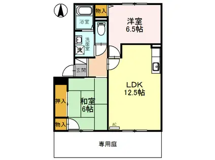 エスポワールイダⅡ番館(2LDK/1階)の間取り写真