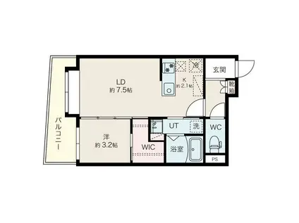 アルファスクエア平岸イースト(1LDK/2階)の間取り写真