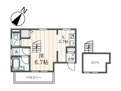 ハイムフジII(1K/2階)の間取り写真