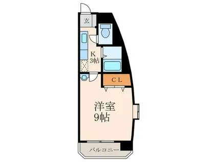 ギャラン前田(1K/4階)の間取り写真