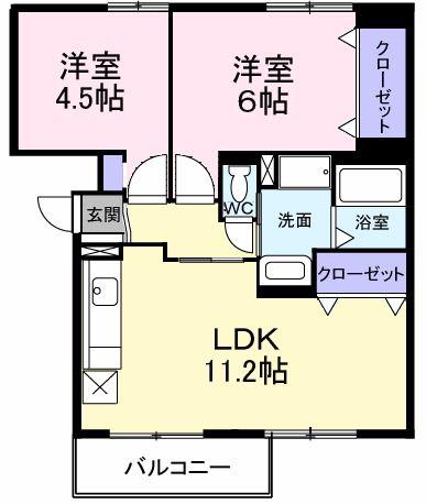 フェロービレッジ(2LDK/3階)の間取り写真