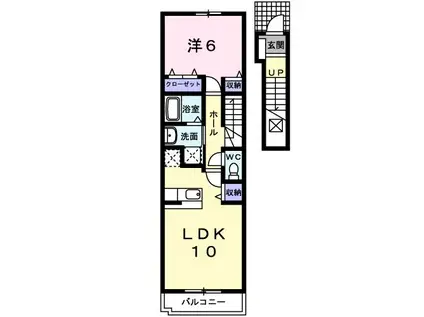 ウィルヴェスティージ参番館(1LDK/2階)の間取り写真
