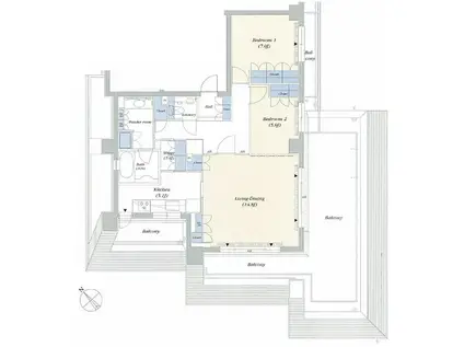 ディオフラッツ赤坂(2LDK/8階)の間取り写真