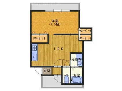 フロンティアフィールドRS(1LDK/2階)の間取り写真