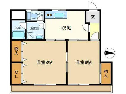 エステート山崎(2K/1階)の間取り写真