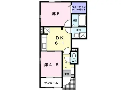 サンリットビュー・コヤマI(2DK/1階)の間取り写真