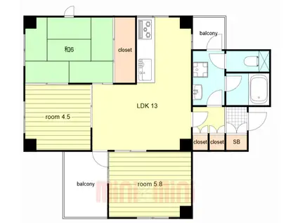 マリンクレール御影(3LDK/2階)の間取り写真