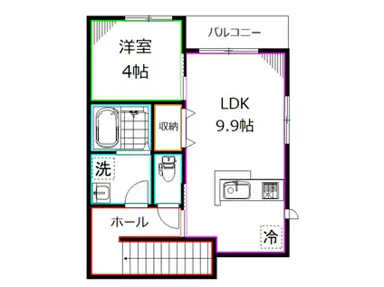 スプリングハウス(1LDK/2階)の間取り写真