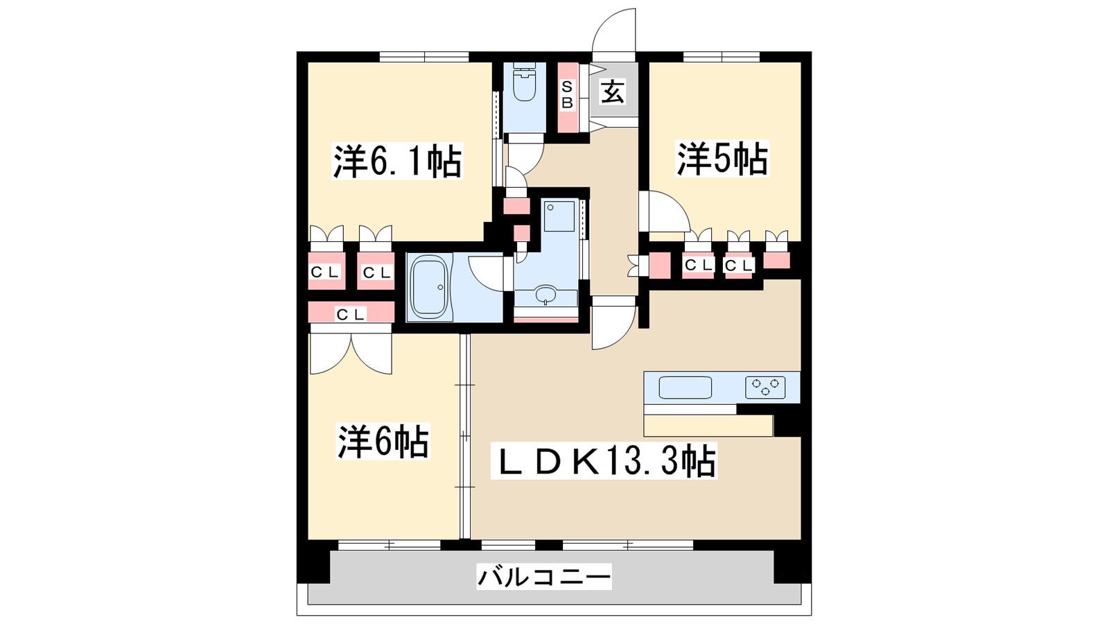 リーベルシティ淀川通(3LDK/11階)の間取り写真