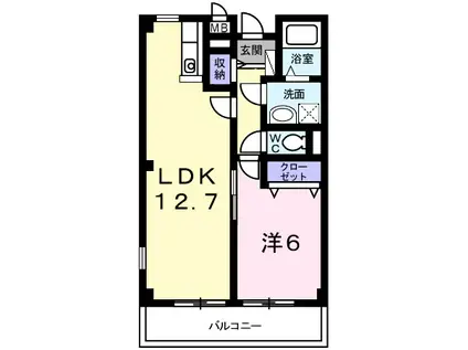 リフティ白水(1LDK/1階)の間取り写真