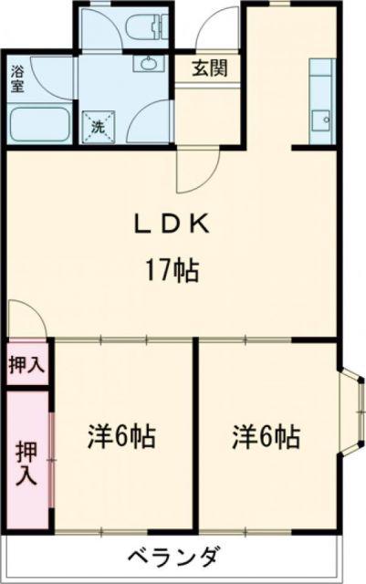 ハピネス48(2LDK/2階)の間取り写真
