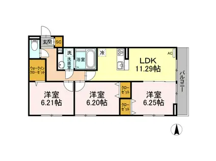 エスポワール(3LDK/3階)の間取り写真