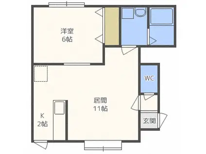 條野ハイツGII(1LDK/2階)の間取り写真