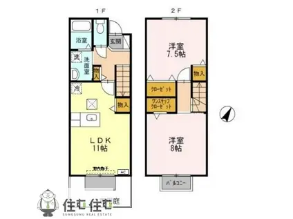 ボヌールYK(2LDK/2階)の間取り写真