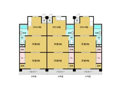 リアライズ猪名寺A・B棟(2DK/4階)の間取り写真