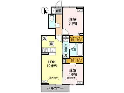 RESIDIA 東城南(2LDK/1階)の間取り写真