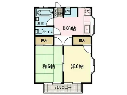 シャルムI(2DK/2階)の間取り写真