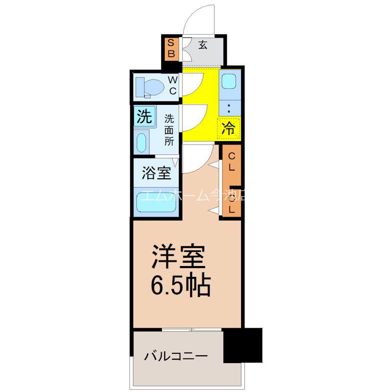 CREST TAPP 平安通(1K/6階)の間取り写真