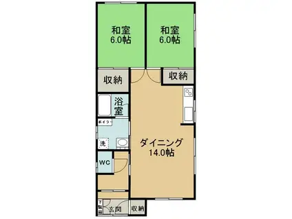 藤ハイツ2(2DK/1階)の間取り写真