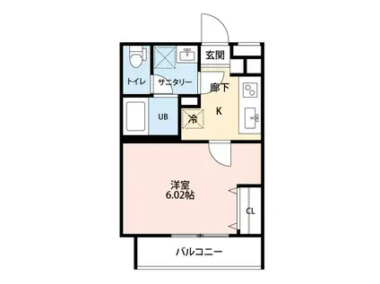 L・HVI(1K/4階)の間取り写真