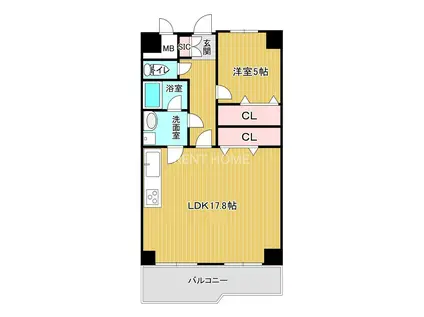 八尾山本レックスマンション(1LDK/7階)の間取り写真