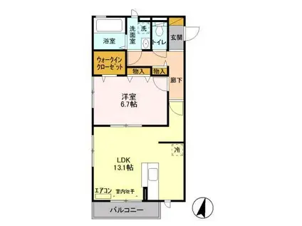 グラシアス(1LDK/2階)の間取り写真