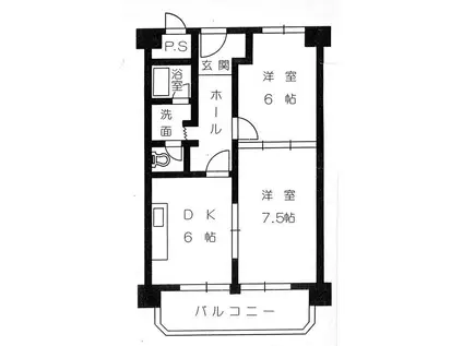 メゾン赤松(2DK/6階)の間取り写真