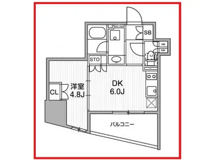 ディームス蔵前アベニュー(1DK/6階)の間取り写真