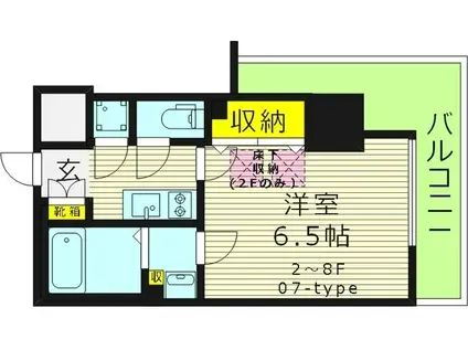 WOB京橋(1K/2階)の間取り写真