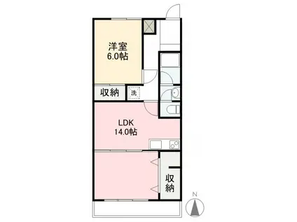 岡内番町ハイツ(1LDK/3階)の間取り写真