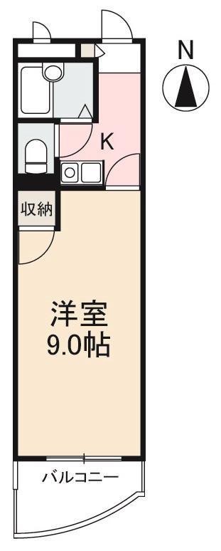 ヴィラ・アンソレイエ高松(1K/3階)の間取り写真