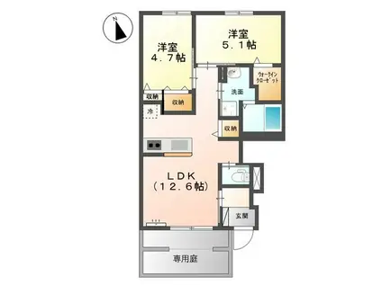 LE CIEL(2LDK/1階)の間取り写真