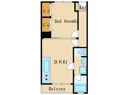 コーポ寿(1DK/4階)の間取り写真